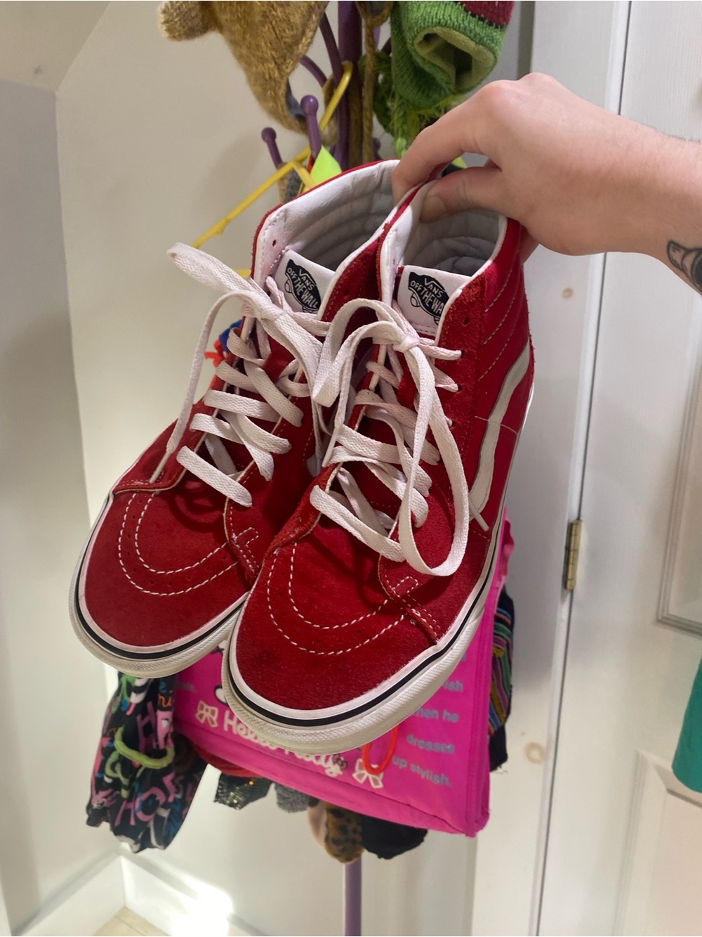 red leather vans hightops